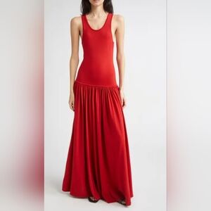 Nordstrom Red Sleeveless Scoop Neck Maxi Dress
